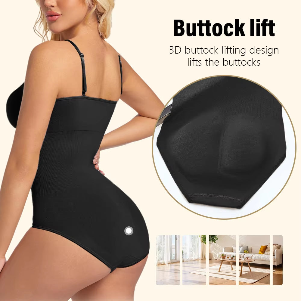 Slimming Shapewear Removable Bra Pads Bodysuit Body Shaper Women Seamless Tummy Control Slimming Sheath Flat Belly for Underwear