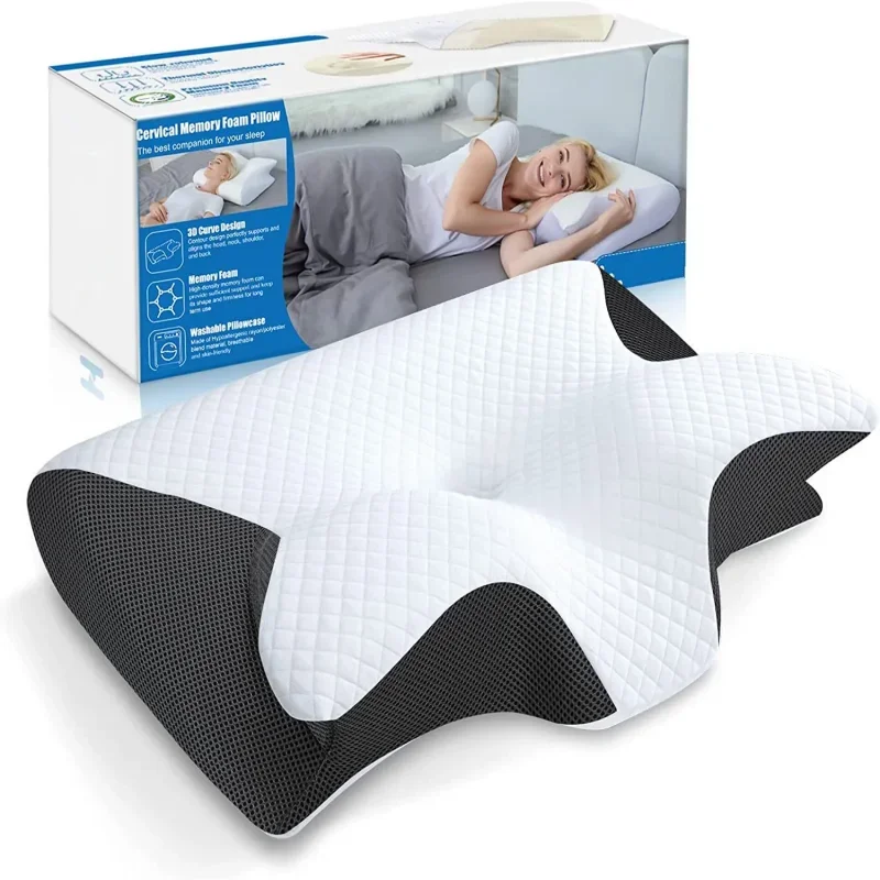 Butterfly Sleep Memory Neck Pillow Slow Rebound Comfort Memory Foam Sleep Cervical Orthopedic Neck Pillow Massage Bed Pillow