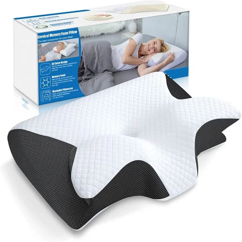 Butterfly Sleep Memory Neck Pillow Slow Rebound Comfort Memory Foam Sleep Cervical Orthopedic Neck Pillow Massage Bed Pillow