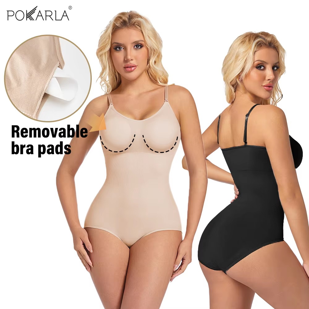 Slimming Shapewear Removable Bra Pads Bodysuit Body Shaper Women Seamless Tummy Control Slimming Sheath Flat Belly for Underwear