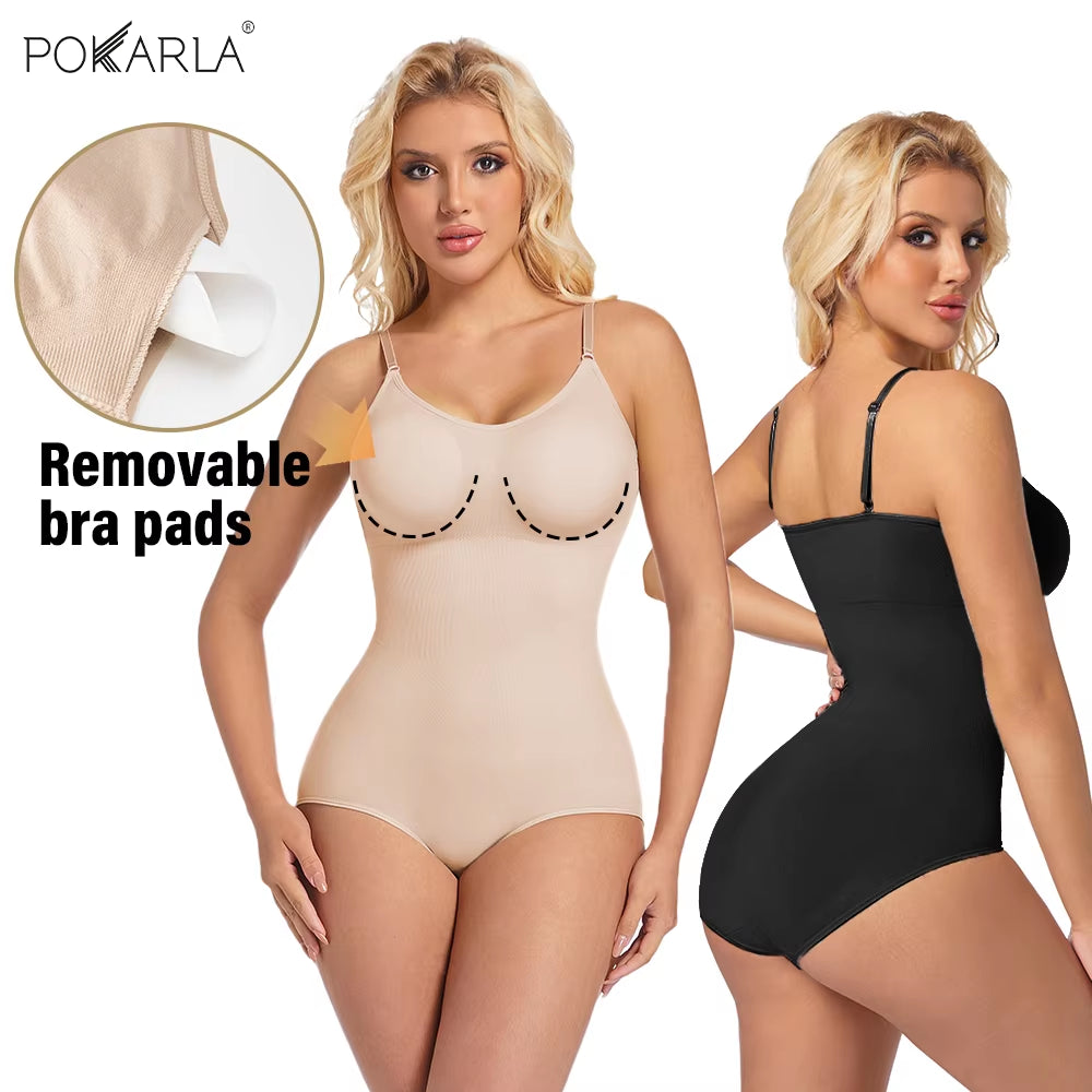 Slimming Shapewear Removable Bra Pads Bodysuit Body Shaper Women Seamless Tummy Control Slimming Sheath Flat Belly for Underwear